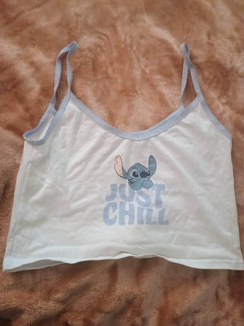 Disney White & Light Blue Stitch 'Just Chill' Cami